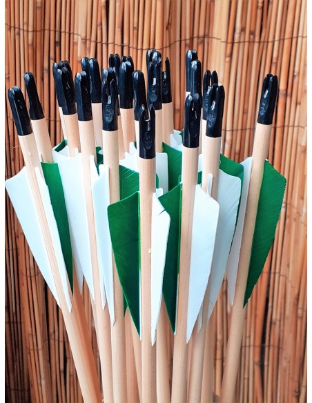 ABC WOODEN ARROWS 11/32 SHIELD FEATHERS (MAX 55 lbs)