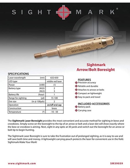 SIGHTMARK COLIMADOR LÁSER PARA FLECHAS O VIROTES (UN)
