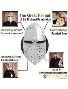 LOB The Great Helmet of Sir Richard Pembridge 14th c Padded Liner