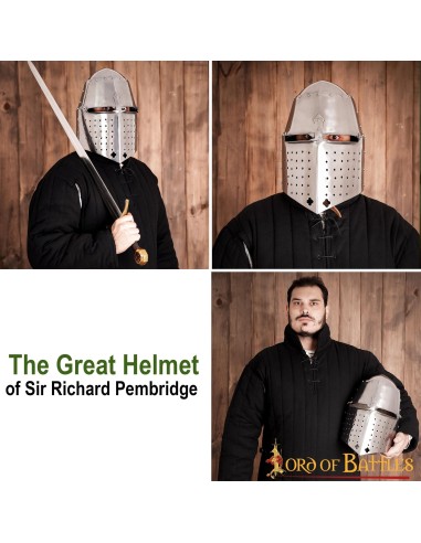 LOB Le grand casque de Sir Richard Pembridge Doublure rembourrée du 14ème siècle