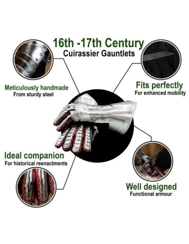 LOB 16th-17th century cuirassier Gauntlets 16 gauge