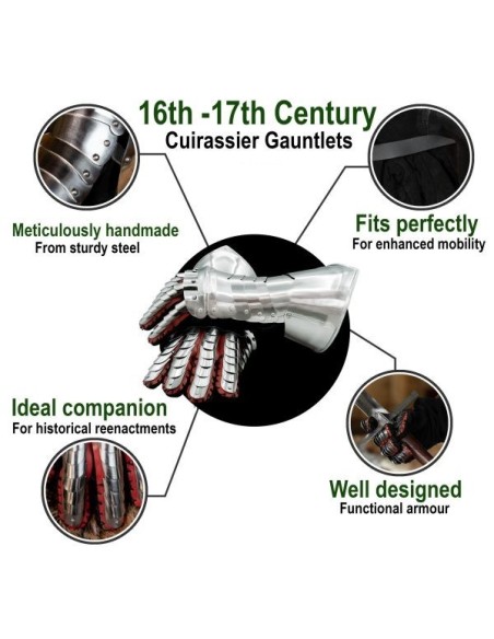 LOB 16th-17th century cuirassier Gauntlets 16 gauge