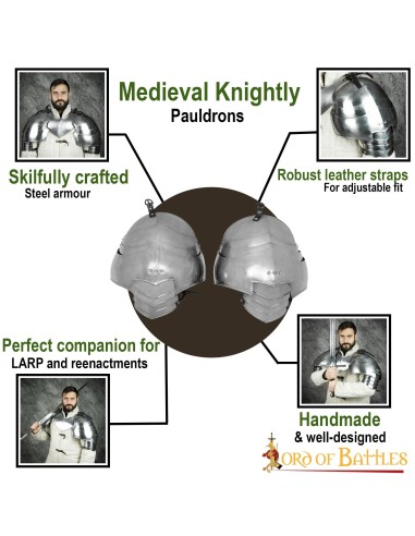 LOB Medieval large Knightly Pauldrons 18 gauge