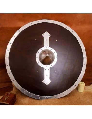 LOB Bouclier Viking rond en bois fait à la main et fonctionnel