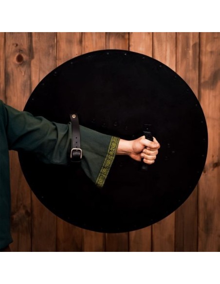 LOB ESCUDO REDONDO MADEIRA DECORADO VIKING, FUNCIONAL