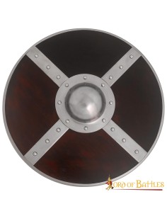 LOB Escudo Vikingo de Madera con Umbo de Acero y Herrajes