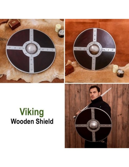 LOB Viking Wooden Shield with Steel Umbo and Fittings