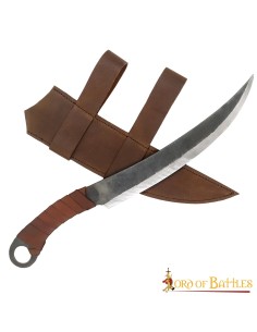 LOB Cuchillo forjado a mano de cazador medieval con funda de cuero genuino