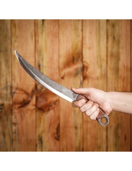 LOB Couteau forgé à la main de chasseur médiéval avec gaine en cuir véritable