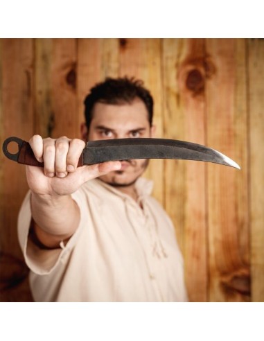 LOB Couteau forgé à la main de chasseur médiéval avec gaine en cuir véritable
