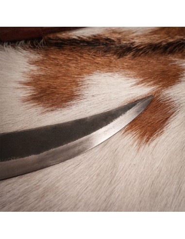 LOB Couteau forgé à la main de chasseur médiéval avec gaine en cuir véritable