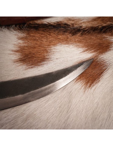 LOB Couteau forgé à la main de chasseur médiéval avec gaine en cuir véritable