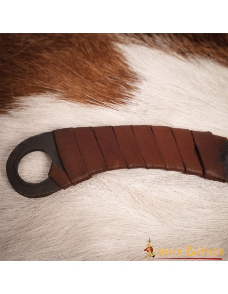 LOB Couteau forgé à la main de chasseur médiéval avec gaine en cuir véritable