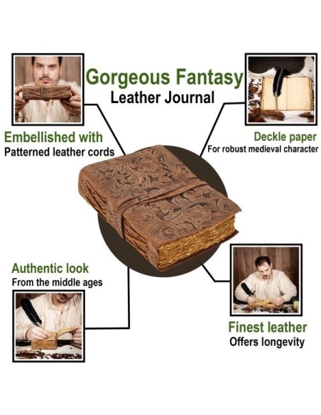 LOB Gorgeous Fantasy Journal Notas de diario de cuero genuino hechas a mano