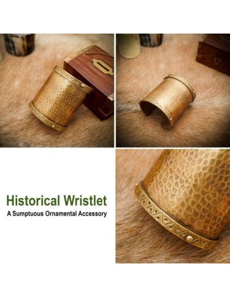 LOB Brazalete histórico Brazalete ornamental Accesorio de latón macizo puro