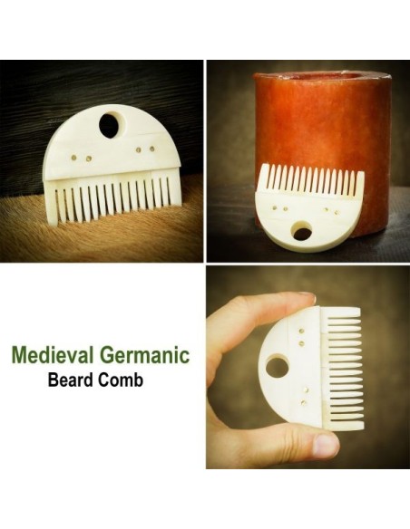 LOB Peigne à barbe germanique médiéval accessoire en os véritable fabriqué à la main
