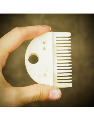 LOB Peigne à barbe germanique médiéval accessoire en os véritable fabriqué à la main