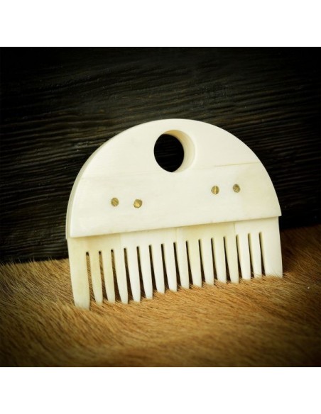 LOB Peigne à barbe germanique médiéval accessoire en os véritable fabriqué à la main