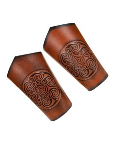 LOB Genuine Leather Bracers with Embossed Celtic Spiral Design 2