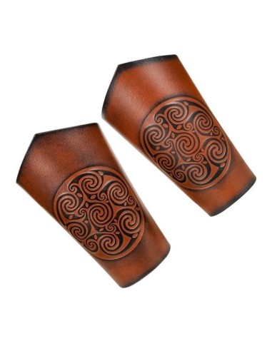 LOB Brassards en cuir véritable avec motif spirale celtique en relief