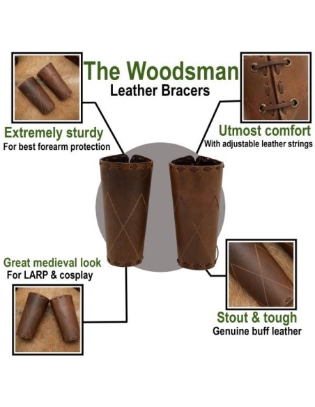 LOB The Woodsman Leather Bracers for LARP Cosplay and Reenactments