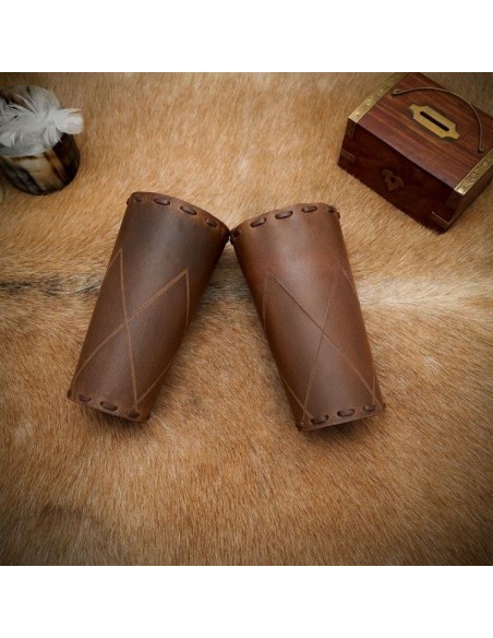 LOB The Woodsman Leather Bracers for LARP Cosplay and Reenactments