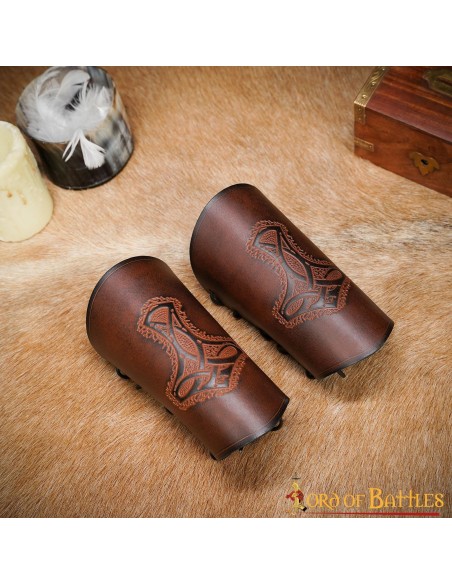 LOB Brazales de cuero genuino Mighty Mjolnir