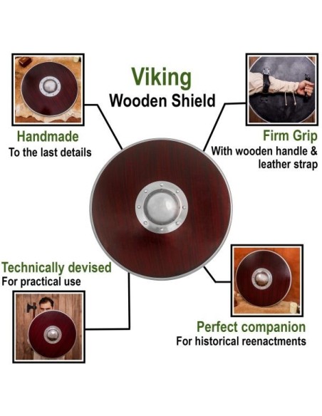 LOB Viking Wooden Round Shield Handmade and Fully Functional