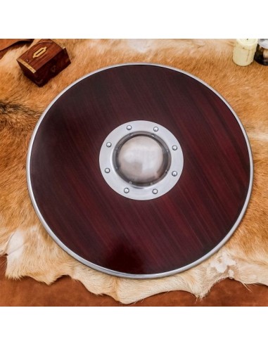 LOB Bouclier rond en bois Viking fait à la main et entièrement fonctionnel