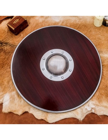 LOB Bouclier rond en bois Viking fait à la main et entièrement fonctionnel