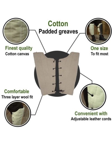 LOB Medieval Padded Greaves Handmade from Sturdy Canvas Cotton
