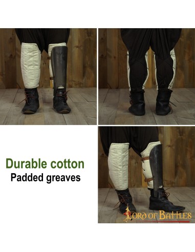 LOB Medieval Padded Greaves Handmade from Sturdy Canvas Cotton