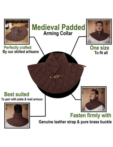 LOB Collier médiéval rembourré fabriqué à la main à partir de toile de coton