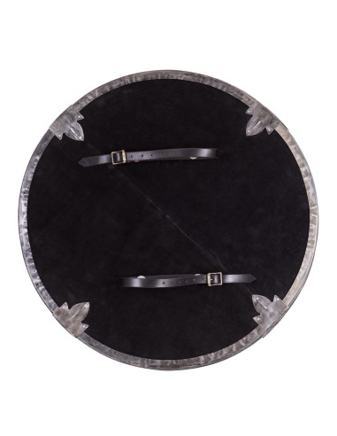 BATTLE ROUND WOODEN SHIELD WITH METAL DECORATION