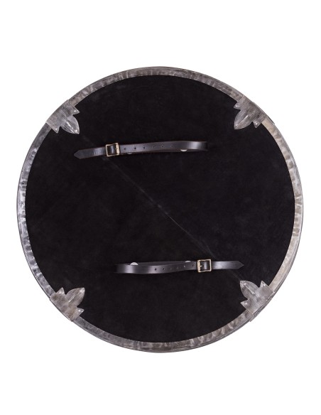 BATTLE ROUND WOODEN SHIELD WITH METAL DECORATION