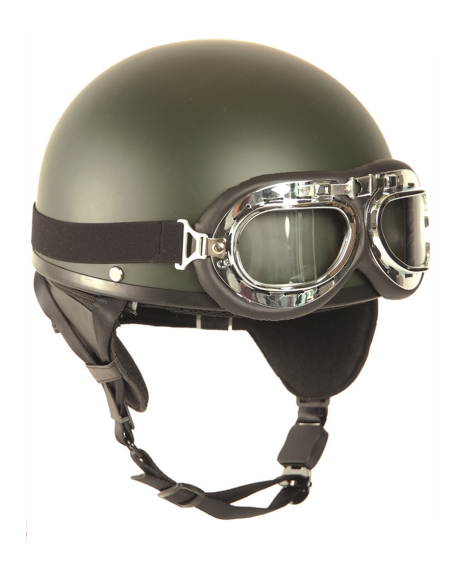 MIL-TEC CASQUE MOTOCYCLE, VINTAGE AVEC GOOGLES