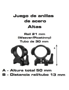 ZASDAR ANILLOS DE MONTAJE ALTO LIBERACIÓN RÁPIDA ACERO 30mm WEAVER (PAR)