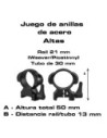 ZASDAR ANILLOS DE MONTAJE ALTO LIBERACIÓN RÁPIDA ACERO 30mm WEAVER (PAR)