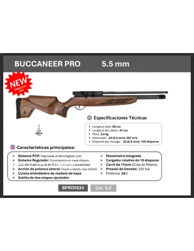 BSA CARABINA PCP BUCCANEER PRO Cal 5.5 (UN)